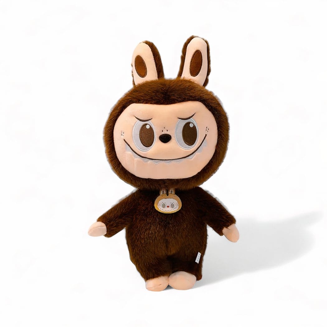 Dikke Labubu Knuffel Grote Pluche Met Speels Gezicht De Knuffel bruin / 25cm