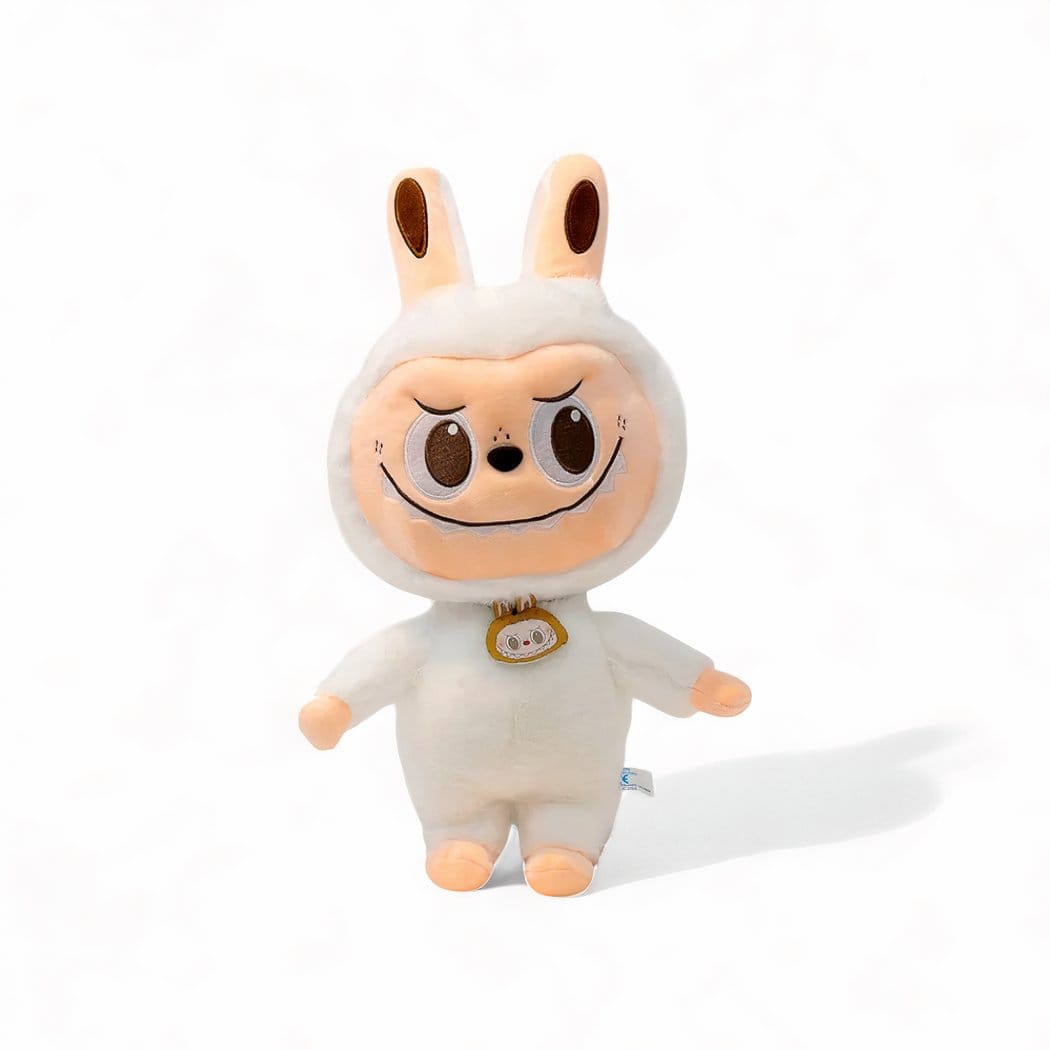 Dikke Labubu Knuffel Grote Pluche Met Speels Gezicht De Knuffel wit / 25cm