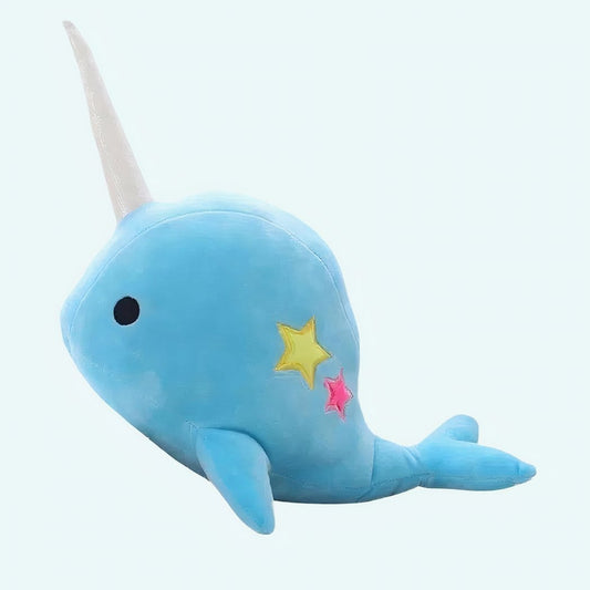 Donkerblauwe Knuffel Walvis Eenhoorn Sprankelende Ogen De Knuffel 35cm