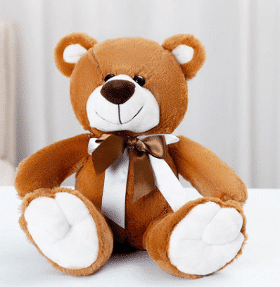 Donkerbruine Knuffelbeer Met Strik En Microbeads De Knuffel