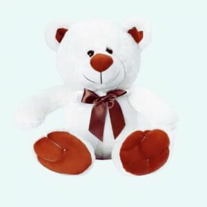 Donkerbruine Knuffelbeer Met Strik En Microbeads De Knuffel
