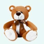 Donkerbruine Knuffelbeer Met Strik En Microbeads De Knuffel