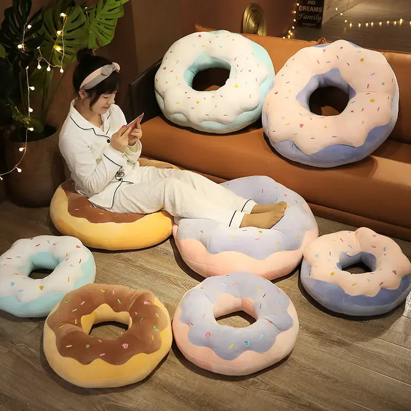 Donut Vloerkussen 45 cm | Pluche Dessert in 4 Modellen De Knuffel