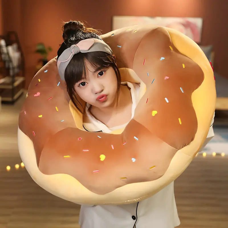 Donut Vloerkussen 45 cm | Pluche Dessert in 4 Modellen De Knuffel