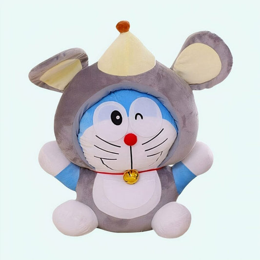 Doraemon Knuffel Verkleed Als Muis Met Blauwe Jurk En Doraemon Badge De Knuffel