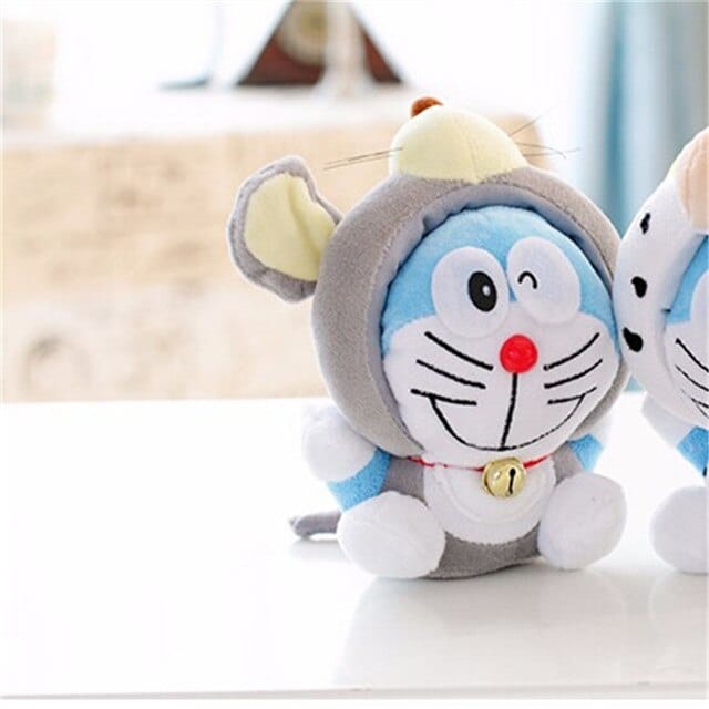 Doraemon Knuffel Verkleed Als Muis Met Blauwe Jurk En Doraemon Badge De Knuffel