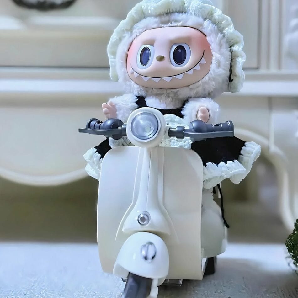 Elektrische Scooter Voor Labubu Knuffels Retro Uiterlijk De Knuffel