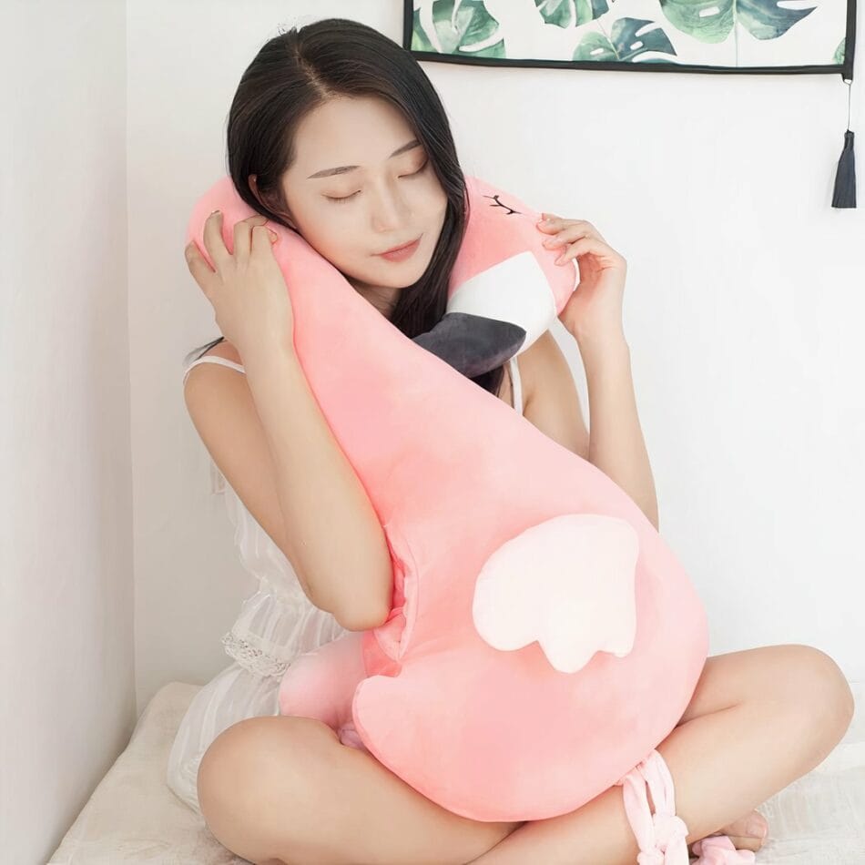 Flamant Knuffel Kussen Roze Clair Met Kroon De Knuffel