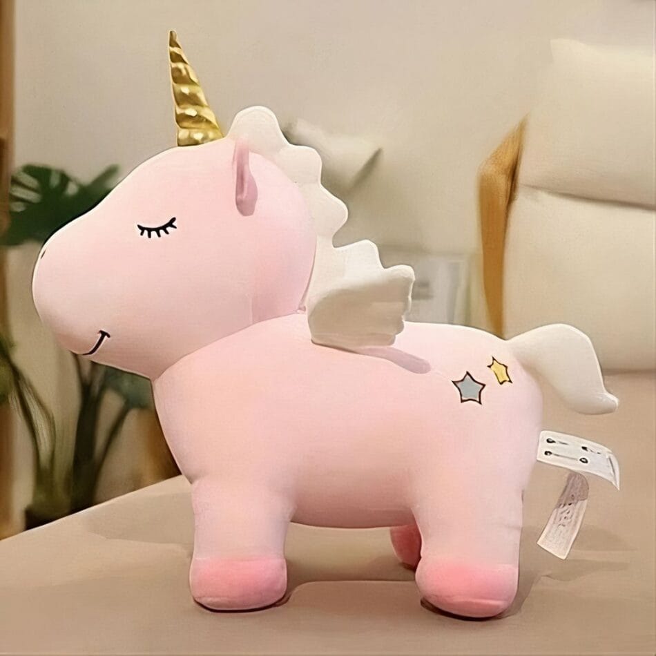 Fluweelzachte Eenhoorn Knuffel Roze 45 Cm Met Gouden Hoorn De Knuffel