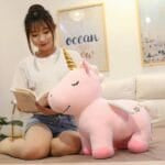 Fluweelzachte Eenhoorn Knuffel Roze 45 Cm Met Gouden Hoorn De Knuffel