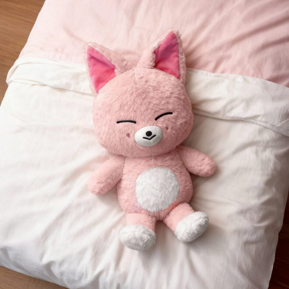 FoxI.Ny Knuffel Vos SKZOO Stray Kids Poederroze Vacht en Roze Oren De Knuffel