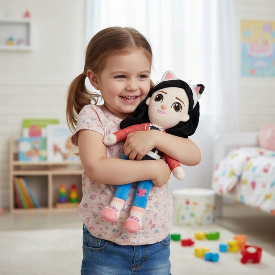 Gabby Kat Knuffel 30 cm met Kattenoren en Kenmerkende Outfit De Knuffel