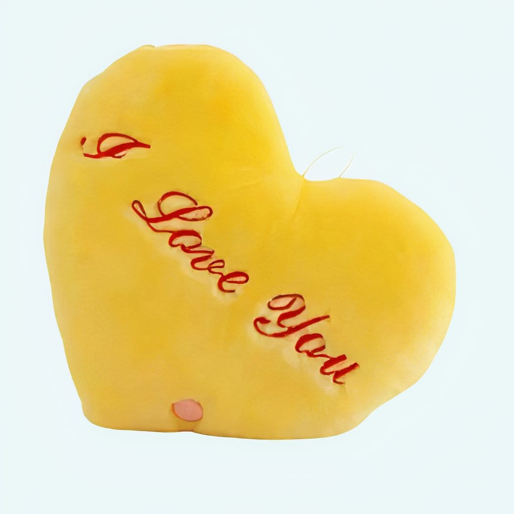 Geel Hartvormige Knuffel Met Je t’aime Tekst I Love You Valentijn De Knuffel
