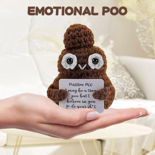 Gehaakt Drolletje met Kaartje | Grappig Positief Cadeautje De Knuffel