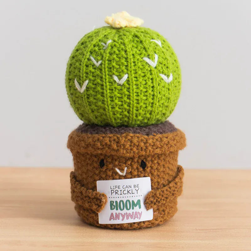 Gehaakte Cactus in Potje | Handgemaakte Mini Plant, 3 Modellen De Knuffel Model 1, 14 cm