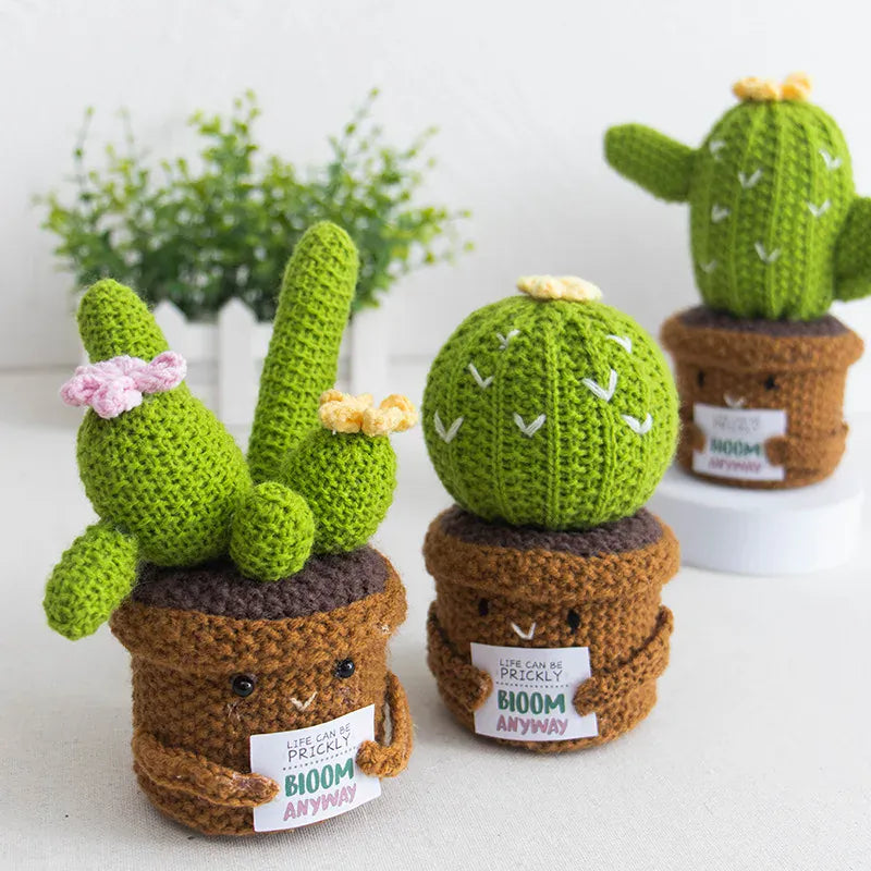 Gehaakte Cactus in Potje | Handgemaakte Mini Plant, 3 Modellen De Knuffel
