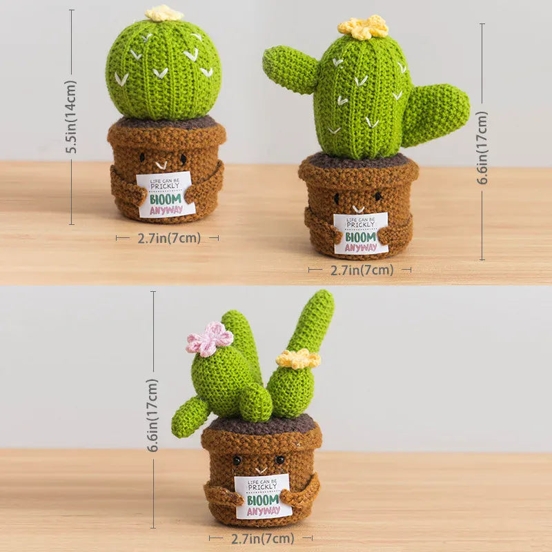 Gehaakte Cactus in Potje | Handgemaakte Mini Plant, 3 Modellen De Knuffel