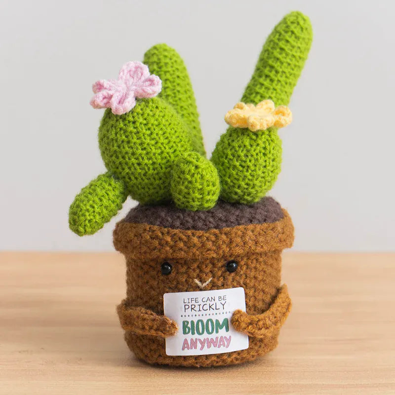Gehaakte Cactus in Potje | Handgemaakte Mini Plant, 3 Modellen De Knuffel Model 2, 17 cm