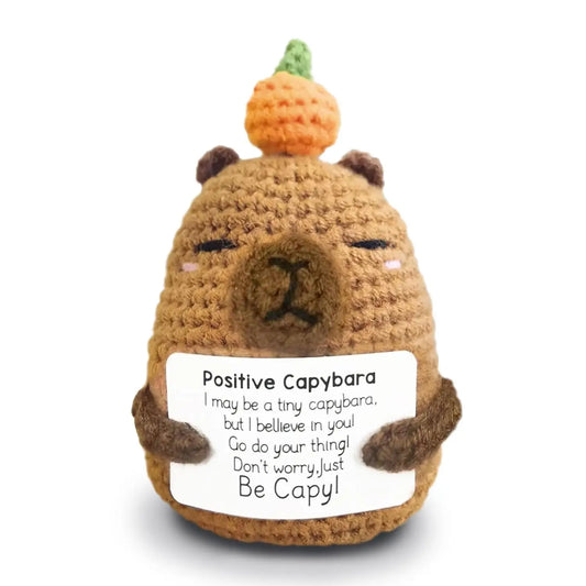 Gehaakte Capybara Knuffel met Kaartje | Positief Cadeautje De Knuffel