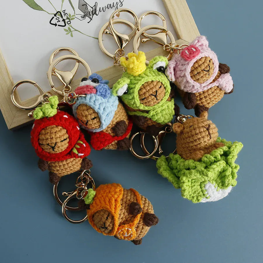 Gehaakte Capybara Knuffel Sleutelhanger | Handgemaakte Tashanger De Knuffel