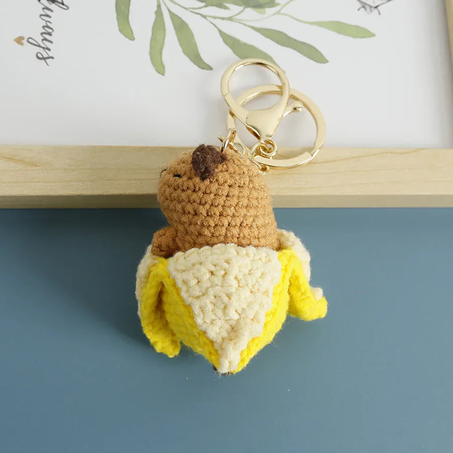 Gehaakte Capybara Knuffel Sleutelhanger | Handgemaakte Tashanger De Knuffel Model 10