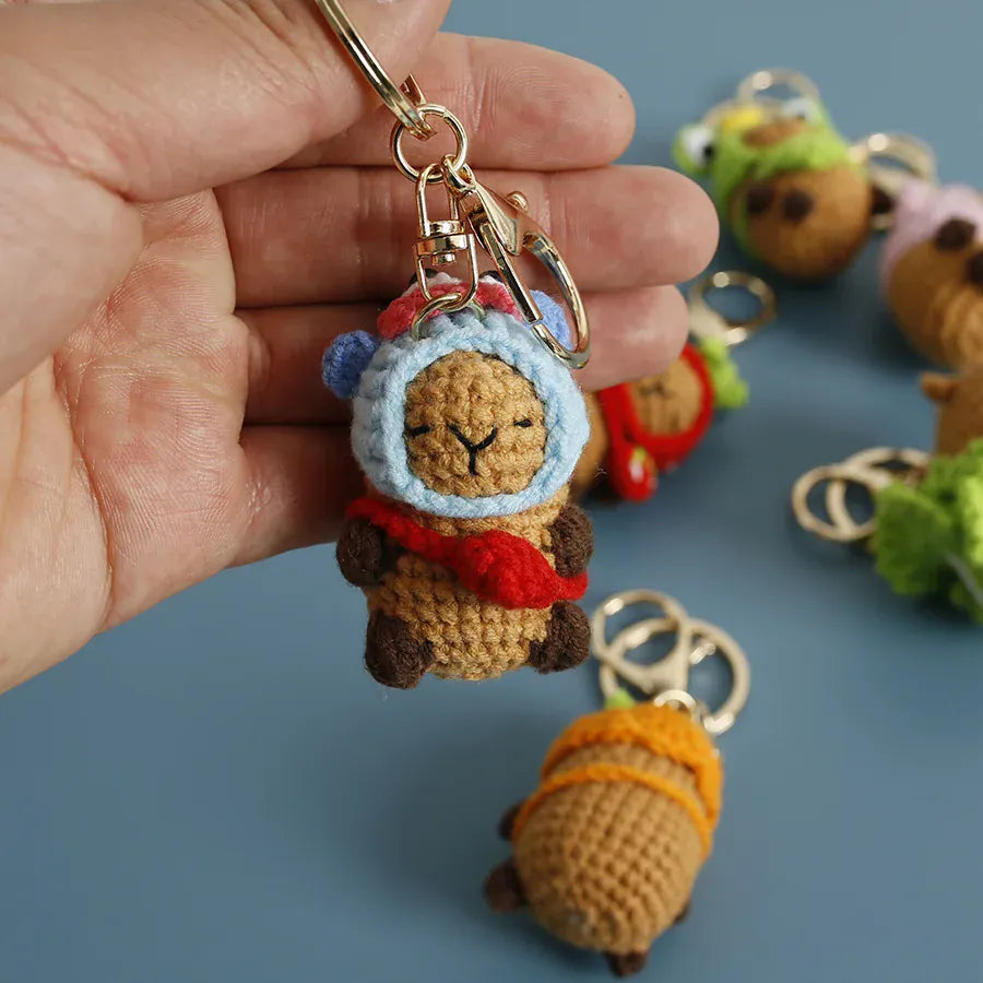 Gehaakte Capybara Knuffel Sleutelhanger | Handgemaakte Tashanger De Knuffel