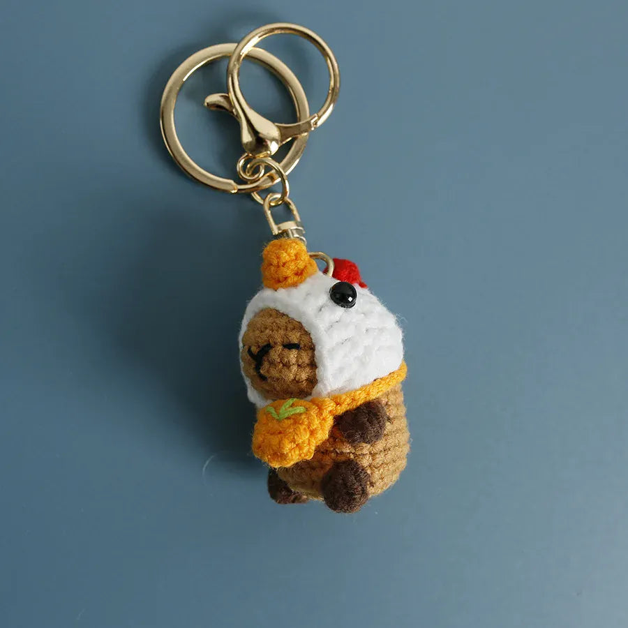 Gehaakte Capybara Knuffel Sleutelhanger | Handgemaakte Tashanger De Knuffel Model 7