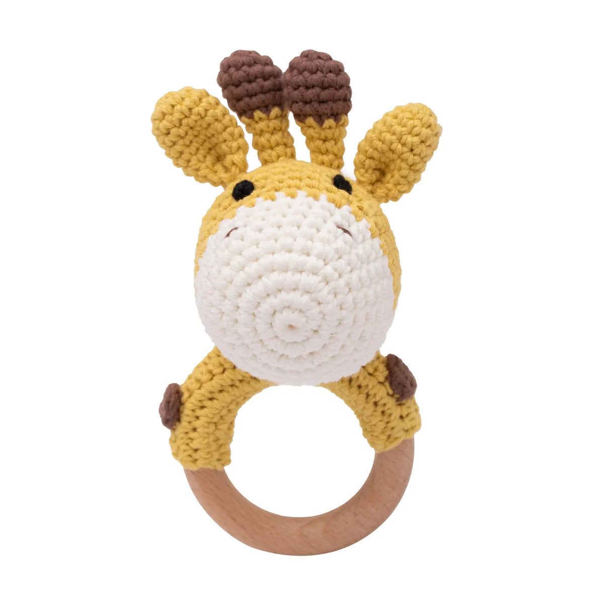 Gehaakte Dieren Rammelaar | Babyknuffel met Houten Ring, 13 Dieren De Knuffel Giraf