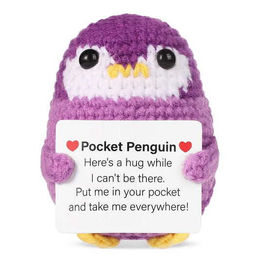Gehaakte Pinguin met Kaartje | Positieve Mini Knuffel, 15 Modellen De Knuffel Model 11