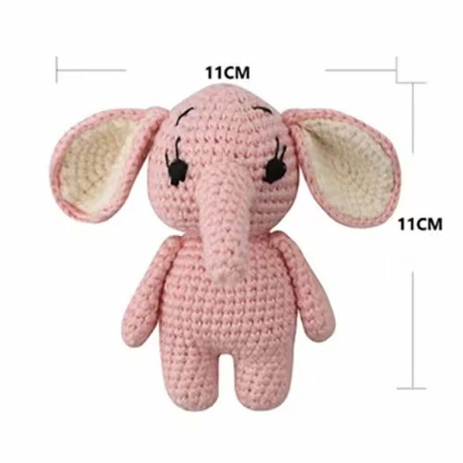 Gehaakte Roze Olifant Knuffel Handgemaakt Zacht Wolgaren Lichtgewicht De Knuffel