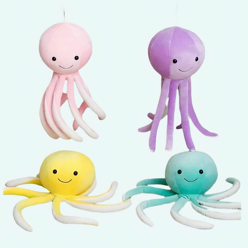 Gele Inktvis Knuffel Octopus, 30 cm, Zachte Vacht, Kindvriendelijk De Knuffel
