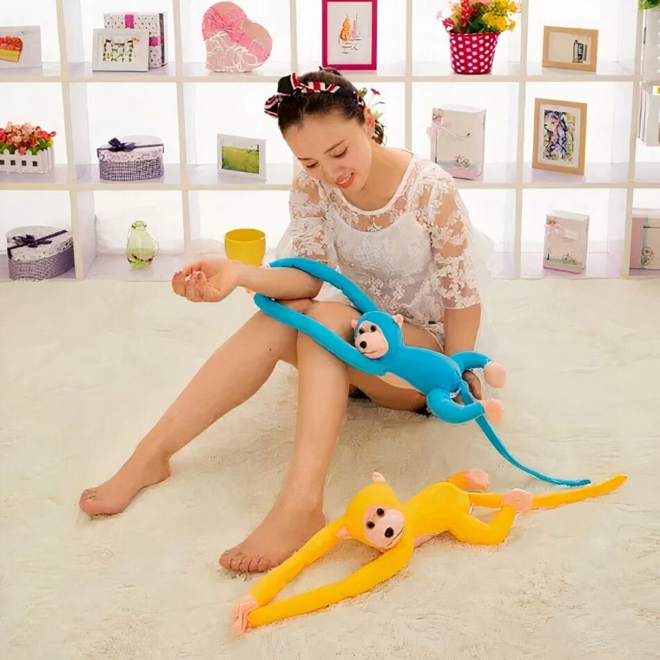 Gele Knuffel Aap Kawaii Met Lange Staart Zachte Speelknuffel De Knuffel