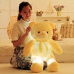 Gele Knuffel Beer Kussen met LED Verlichting De Knuffel