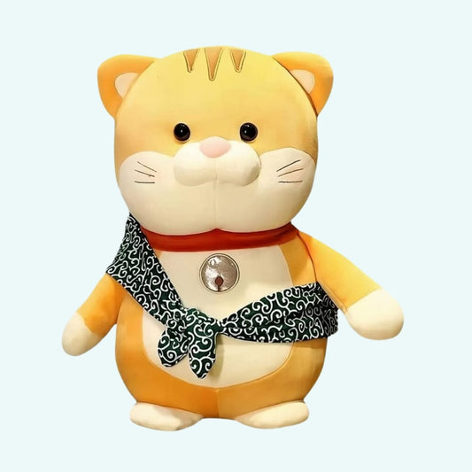 Gele Knuffelkat Met Sjaal En Zijdeachtige Vacht De Knuffel 25cm