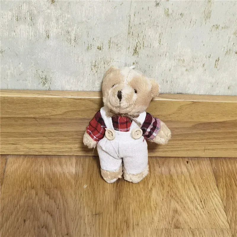 Geruite Beer Knuffel Sleutelhanger | Jongen en Meisje Koppel De Knuffel Rode jongen