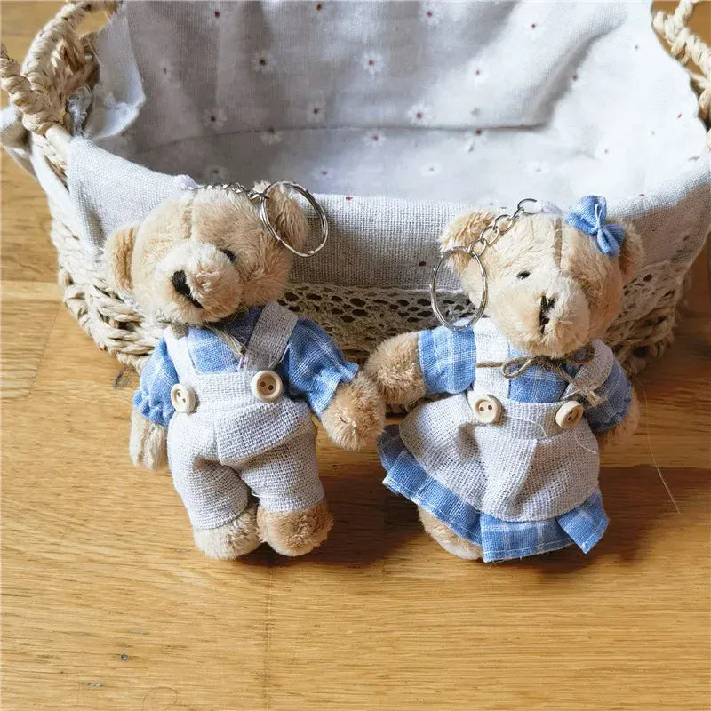 Geruite Beer Knuffel Sleutelhanger | Jongen en Meisje Koppel De Knuffel