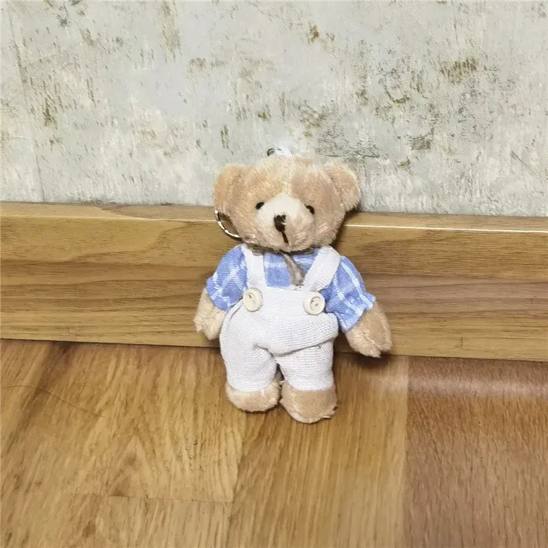 Geruite Beer Knuffel Sleutelhanger | Jongen en Meisje Koppel De Knuffel Blauwe jongen