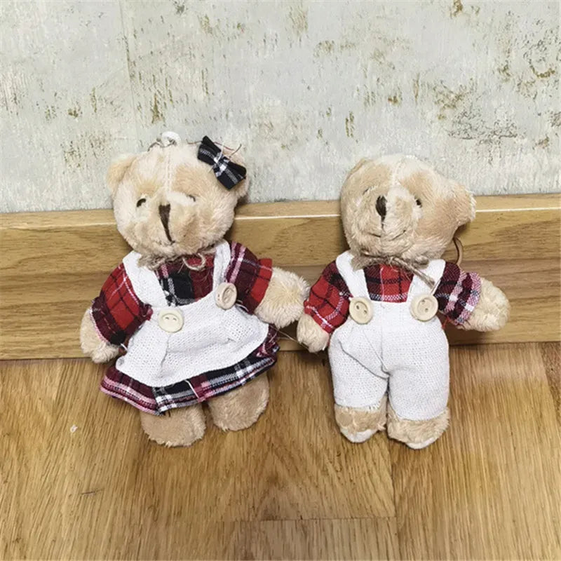 Geruite Beer Knuffel Sleutelhanger | Jongen en Meisje Koppel De Knuffel Rood koppel