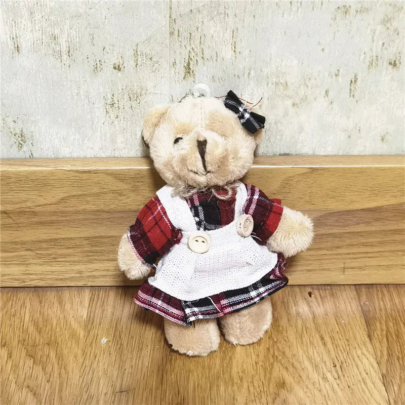 Geruite Beer Knuffel Sleutelhanger | Jongen en Meisje Koppel De Knuffel Rood meisje