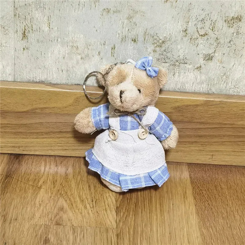 Geruite Beer Knuffel Sleutelhanger | Jongen en Meisje Koppel De Knuffel Blauw meisje
