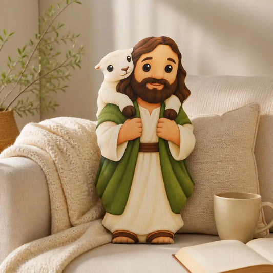 Goede Herder Lammetje Knuffelkussen | Jezus Pluche Kussen De Knuffel Model 1