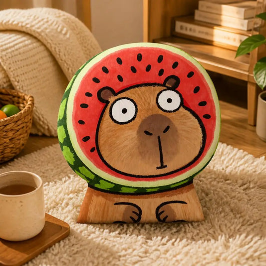 Grappige Capybara Watermeloen Knuffelkussen | Pluche Kussen De Knuffel