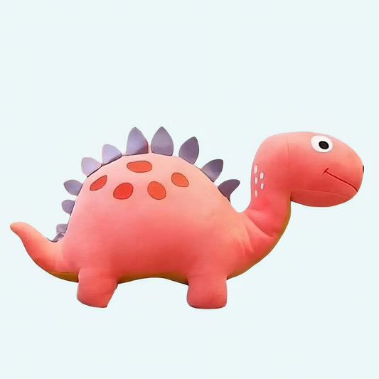 Grappige Roze Dinosaurus Knuffel met Grote Ogen en Glimlach De Knuffel