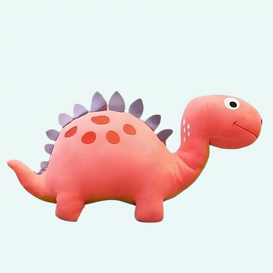 Grappige Roze Dinosaurus Knuffel met Grote Ogen en Glimlach De Knuffel