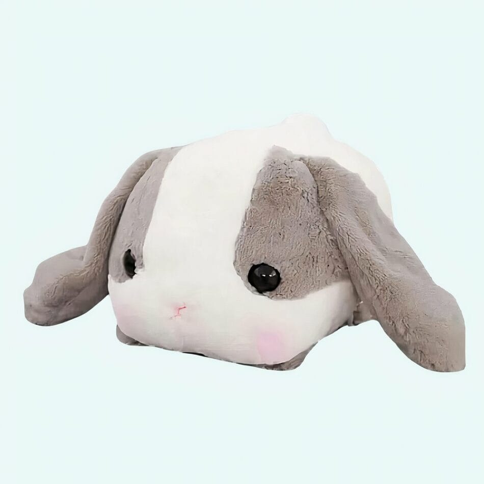 Grijs Knuffel Konijn Liggend Troostknuffel met Zijdezachte Vacht De Knuffel