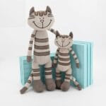 Grijze Gestreepte Knuffelkatje Pluche 33 cm En 45 cm De Knuffel