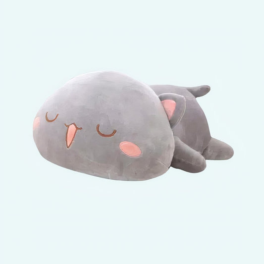 Grijze Kawaii Knuffelkat Slapend Met Zachte Vacht De Knuffel