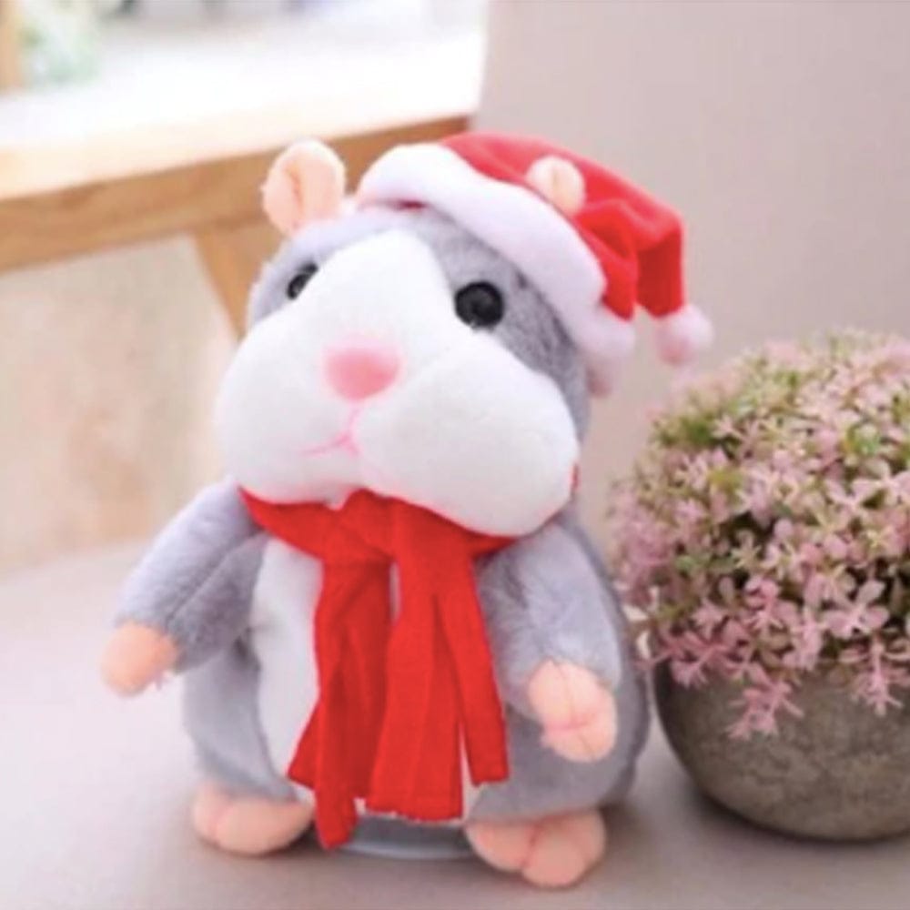 Grijze Knuffel Hamster Met Spraakfunctie Kerstman De Knuffel