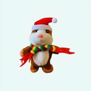 Grijze Knuffel Hamster Met Spraakfunctie Kerstman De Knuffel