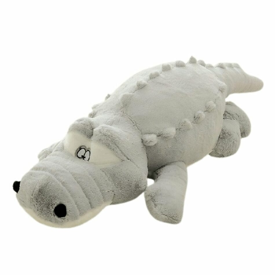 Grijze Knuffel Krokodil Kussen Pluche Zachtkussen De Knuffel
